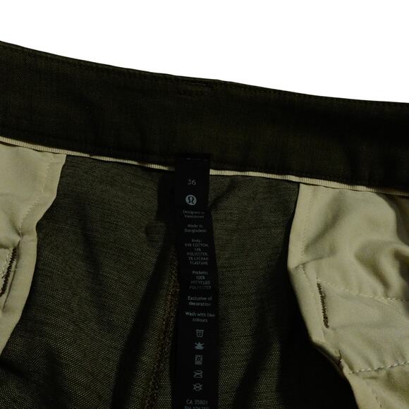 LuLulemon Olive Green Performance Golf Shorts Mens Shorts 36 Inseam 9" - Picture 5 of 6
